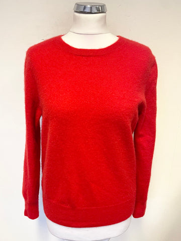 MARKS & SPENCER AUTOGRAPH RED CASHMERE ROUND NECK LONG SLEEVED JUMPER SIZE 14