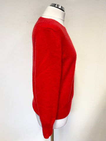 MARKS & SPENCER AUTOGRAPH RED CASHMERE ROUND NECK LONG SLEEVED JUMPER SIZE 14