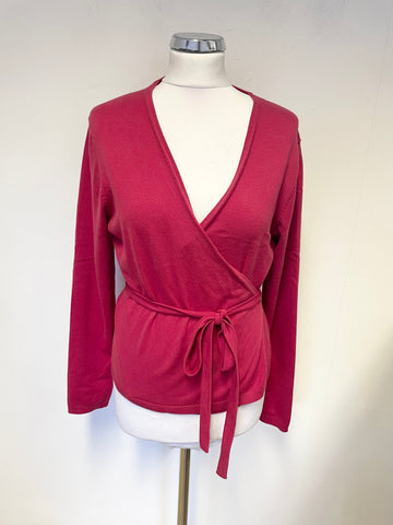 PHASE EIGHT RED WRAP ACROSS TIE WAIST LONG SLEEVE JUMPER SIZE 16