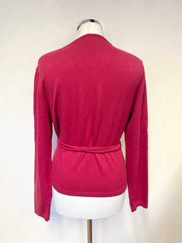 PHASE EIGHT RED WRAP ACROSS TIE WAIST LONG SLEEVE JUMPER SIZE 16