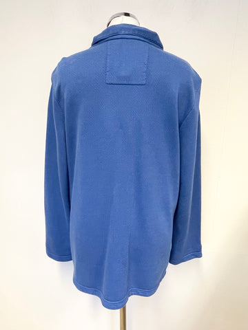 SEASALT ETCHING BLUE 100% COTTON COLLARED LONG SLEEVE JERSEY JACKET SIZE 12