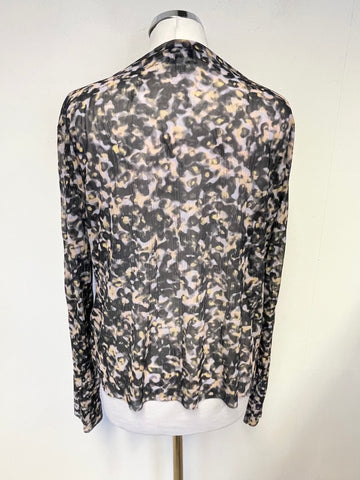 & OTHER STORIES BLACK,LILAC & ORANGE PRINT LONG SLEEVED MESH TOP SIZE S