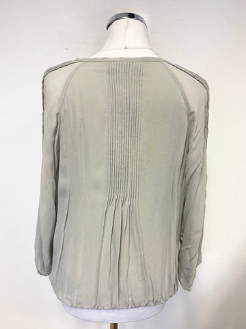 MINT VELVET GREY SEQUIN TRIMMED BLOUSON TOP  SIZE 10