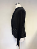 MINT VELVET BLACK ZIP FRONT LONG SLEEVED PART KNIT CARDIGAN/JACKET SIZE 10