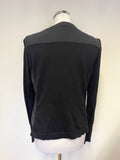 MINT VELVET BLACK ZIP FRONT LONG SLEEVED PART KNIT CARDIGAN/JACKET SIZE 10