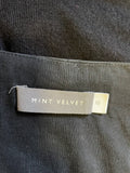 MINT VELVET BLACK ZIP FRONT LONG SLEEVED PART KNIT CARDIGAN/JACKET SIZE 10