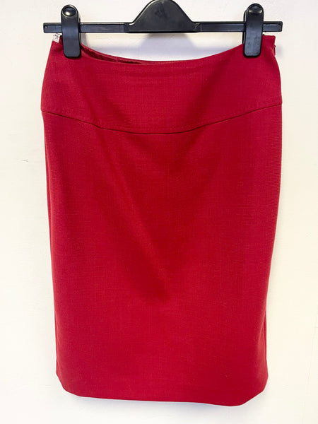 HOBBS RED 100% VIRGIN WOOL PENCIL SKIRT SIZE 10