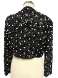 VINTAGE ROOTS BLACK PEARL & SEQUINNED SPECIAL OCCASION BOLERO JACKET SIZE 14