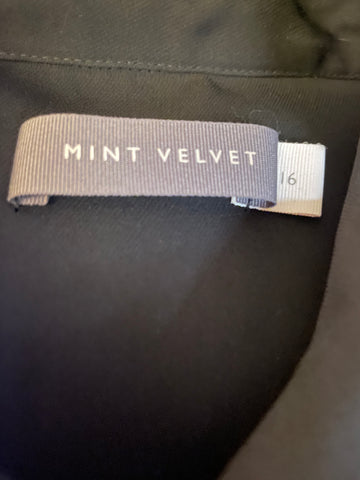 MINT VELVET DARK GREEN & BLACK TRIM LONG BUTTON UP SHIRT SIZE 16