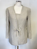 DOMINGUEZ BASICO STONE LINEN MIX 3 PIECE JACKET, TROUSER & TOP SET SIZE 40 UK 8