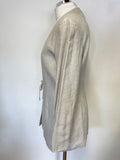 DOMINGUEZ BASICO STONE LINEN MIX 3 PIECE JACKET, TROUSER & TOP SET SIZE 40 UK 8