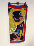 JAEGER 100% SILK MULTI COLOURED NAUTICAL PRINT LARGE SQUARE SCARF