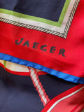 JAEGER 100% SILK MULTI COLOURED NAUTICAL PRINT LARGE SQUARE SCARF