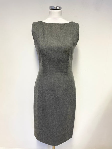VINTAGE BURBERRY’S GREY WOOL SLEEVELESS PENCIL DRESS SIZE 8
