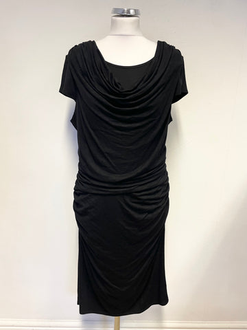 BRAND NEW PHASE EIGHT RAYA BLACK STRETCH JERSEY DRAPED PENCIL DRESS  SIZE 16