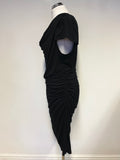 BRAND NEW PHASE EIGHT RAYA BLACK STRETCH JERSEY DRAPED PENCIL DRESS  SIZE 16
