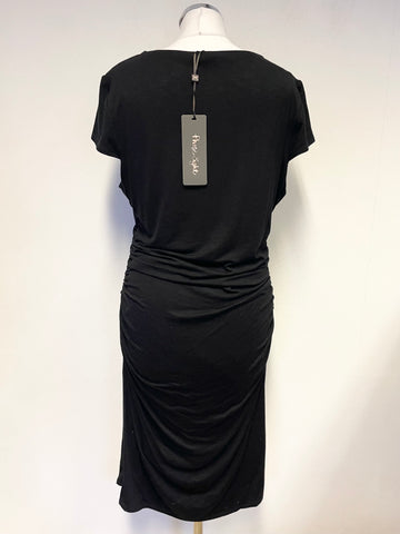 BRAND NEW PHASE EIGHT RAYA BLACK STRETCH JERSEY DRAPED PENCIL DRESS  SIZE 16