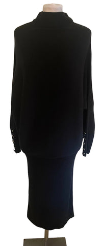 MINT VELVET BLACK RIB KNIT POUCHED TOP JUMPER DRESS SIZE 14