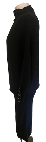 MINT VELVET BLACK RIB KNIT POUCHED TOP JUMPER DRESS SIZE 14