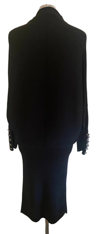 MINT VELVET BLACK RIB KNIT POUCHED TOP JUMPER DRESS SIZE 14