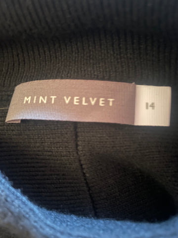 MINT VELVET BLACK RIB KNIT POUCHED TOP JUMPER DRESS SIZE 14