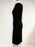 ISABEL DE PEDRO BLACK & GREY PATTERNED FRONT PANEL STRETCH JERSEY DRESS SIZE 16