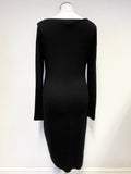 ISABEL DE PEDRO BLACK & GREY PATTERNED FRONT PANEL STRETCH JERSEY DRESS SIZE 16