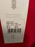 BRAND NEW HOBBS RED & IVORY COLLARED LONG SLEEVED TOP  SIZE S
