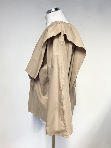 KIN BEIGE PLEATED DRAPED 3/4 SLEEVE RELAXED FIT TOP SIZE 10