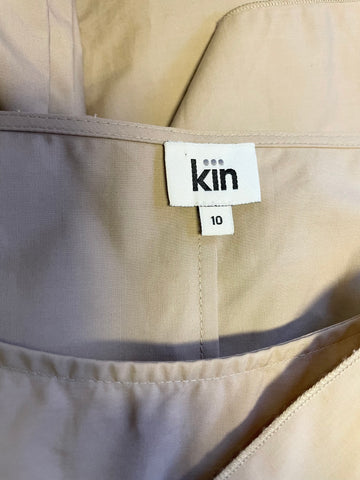 KIN BEIGE PLEATED DRAPED 3/4 SLEEVE RELAXED FIT TOP SIZE 10