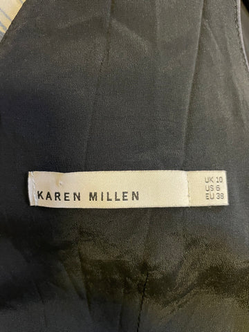 KAREN MILLEN BLACK & GREY PRINT LONG SLEEVED PENCIL DRESS SIZE 10