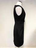 PHASE EIGHT BLACK PLEATED TRIM SLEEVELESS PENCIL DRESS SIZE 12