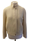 REISS TAHLIA BREAM WOOL BLEND ZIP FRONT BOMBER JACKET SIZE 10