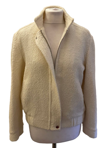REISS TAHLIA BREAM WOOL BLEND ZIP FRONT BOMBER JACKET SIZE 10