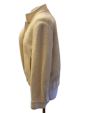 REISS TAHLIA BREAM WOOL BLEND ZIP FRONT BOMBER JACKET SIZE 10