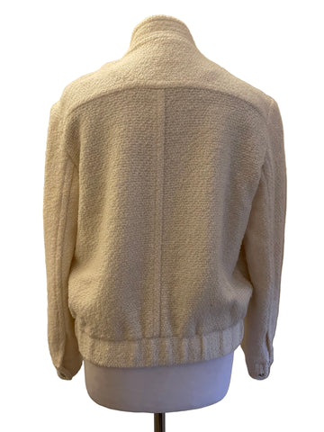 REISS TAHLIA BREAM WOOL BLEND ZIP FRONT BOMBER JACKET SIZE 10