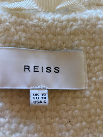 REISS TAHLIA BREAM WOOL BLEND ZIP FRONT BOMBER JACKET SIZE 10