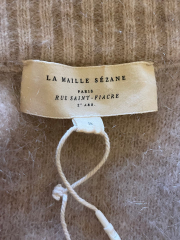 BRAND NEW LA MAILLE SEZANE EDDY BEIGE KID MOHAIR CARDIGAN /JACKET SIZE S