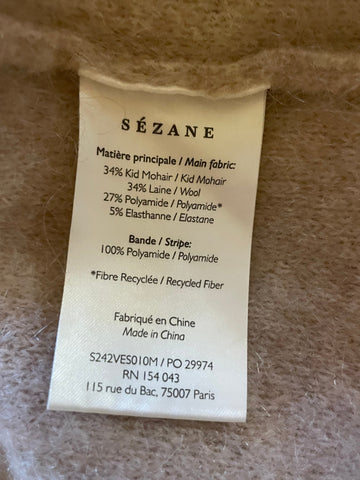 BRAND NEW LA MAILLE SEZANE EDDY BEIGE KID MOHAIR CARDIGAN /JACKET SIZE S
