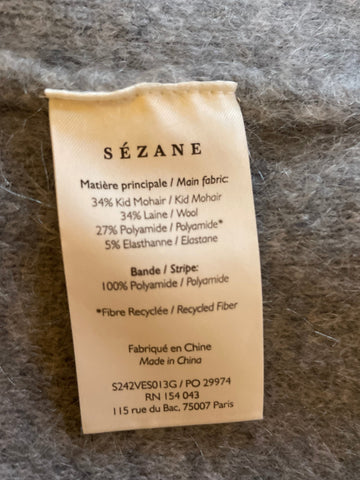 BRAND NEW LA MAILLE SEZANE EDDY GREY KID MOHAIR CARDIGAN/JACKET SIZE S