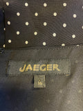 JAEGER 100% SILK BLACK & WHITE SPOT LONG SLEEVED OCCASION DRESS SIZE 16