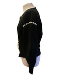 VITA GRACE MOLLY BLACK PEARL BEAD TRIMMED CARDIGAN ONE SIZE