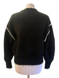 VITA GRACE MOLLY BLACK PEARL BEAD TRIMMED CARDIGAN ONE SIZE