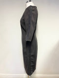 AMANDA WAKELEY DARK GREY WOOL BLEND SILK LINED ZIP DETAILED PENCIL DRESS SIZE 12