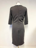 AMANDA WAKELEY DARK GREY WOOL BLEND SILK LINED ZIP DETAILED PENCIL DRESS SIZE 12
