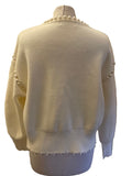 VITA GRACE MOLLY WINTER WHITE PEARL BEAD TRIMMED CARDIGAN ONE SIZE