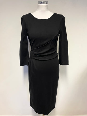 PHASE EIGHT BLACK JERSEY 3/4 SLEEVED PENCIL DRESS SIZE 10