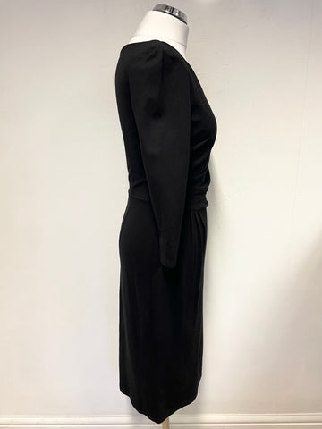 PHASE EIGHT BLACK JERSEY 3/4 SLEEVED PENCIL DRESS SIZE 10