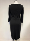 PHASE EIGHT BLACK JERSEY 3/4 SLEEVED PENCIL DRESS SIZE 10