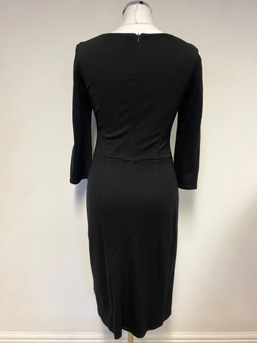 PHASE EIGHT BLACK JERSEY 3/4 SLEEVED PENCIL DRESS SIZE 10